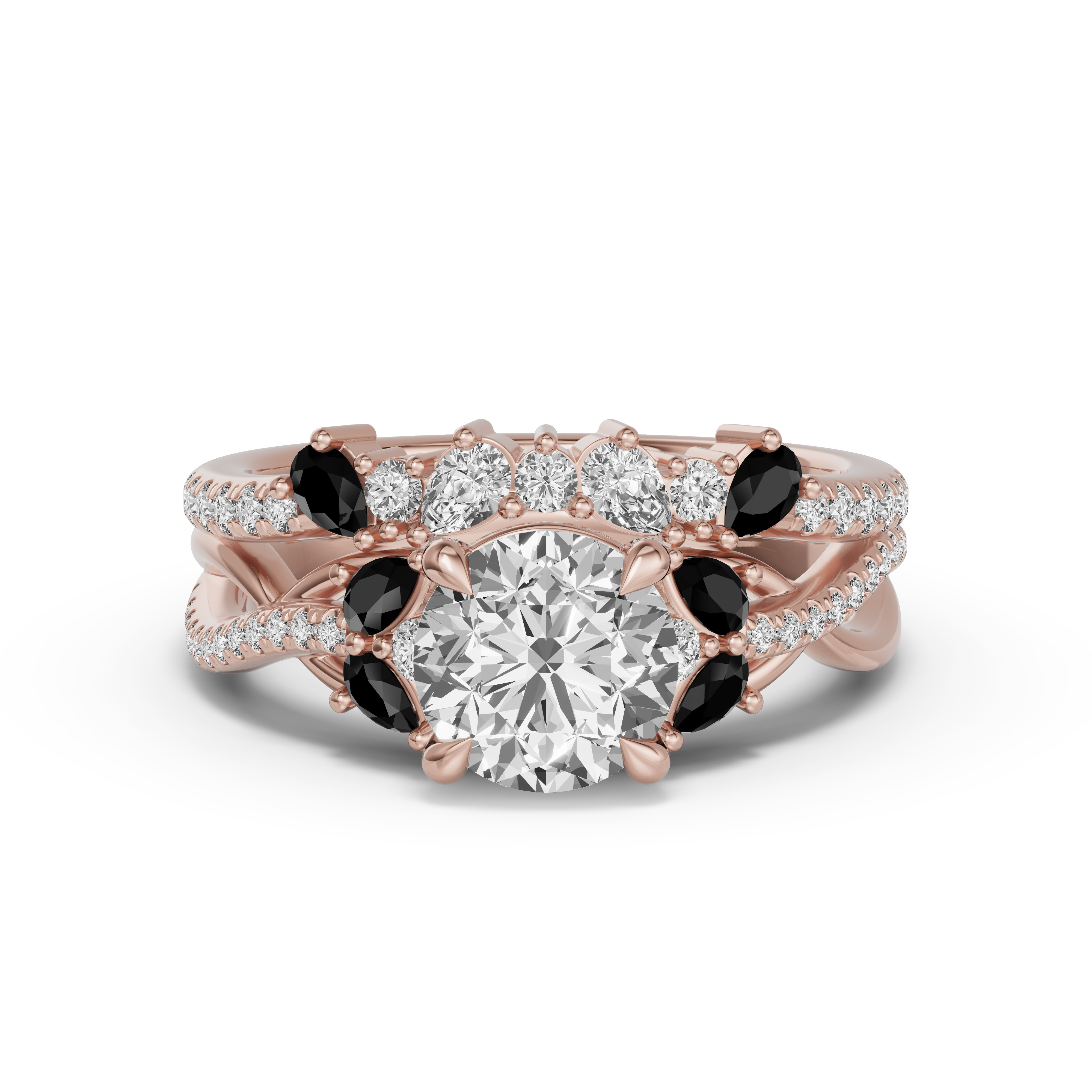 18K Rose Gold Papillon Pavé Black Diamond Band