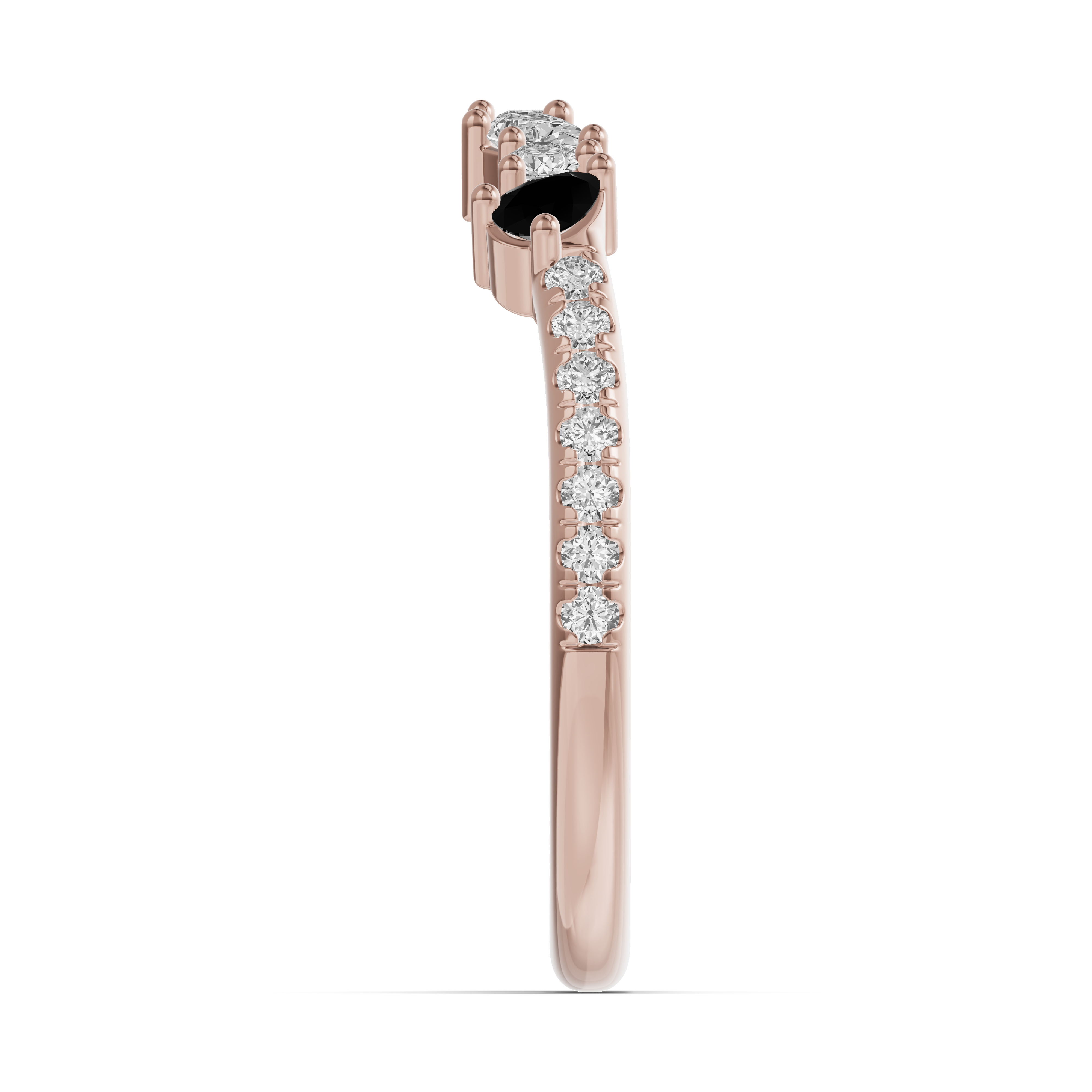 18K Rose Gold Papillon Pavé Black Diamond Band