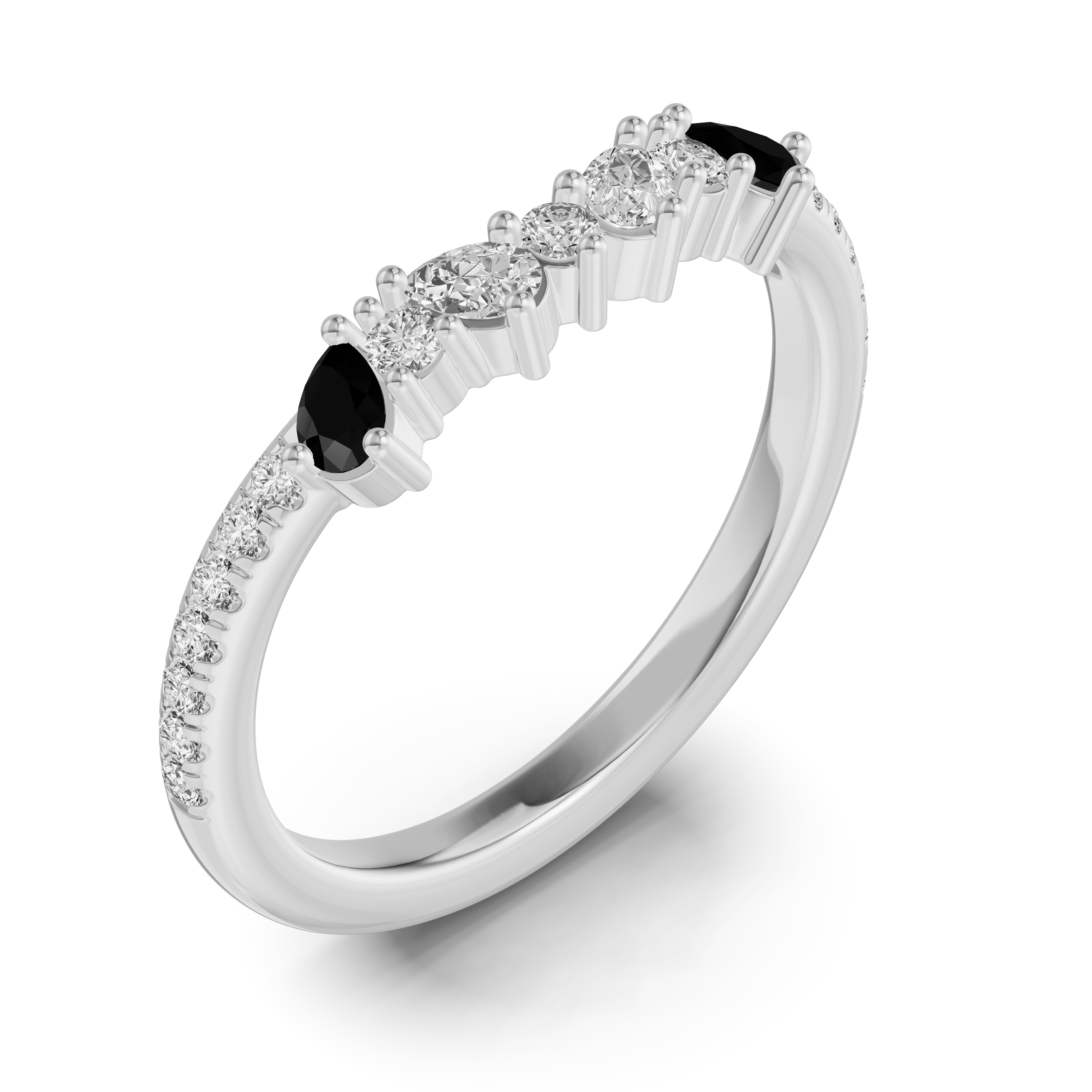 18K White Gold Papillon Pavé Black Diamond Band