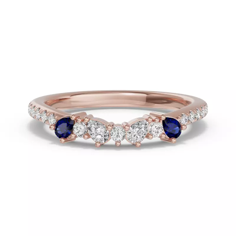 14K Rose Gold Papillon Pavé Sapphire Band