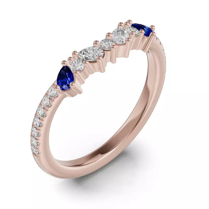 14K Rose Gold Papillon Pavé Sapphire Band