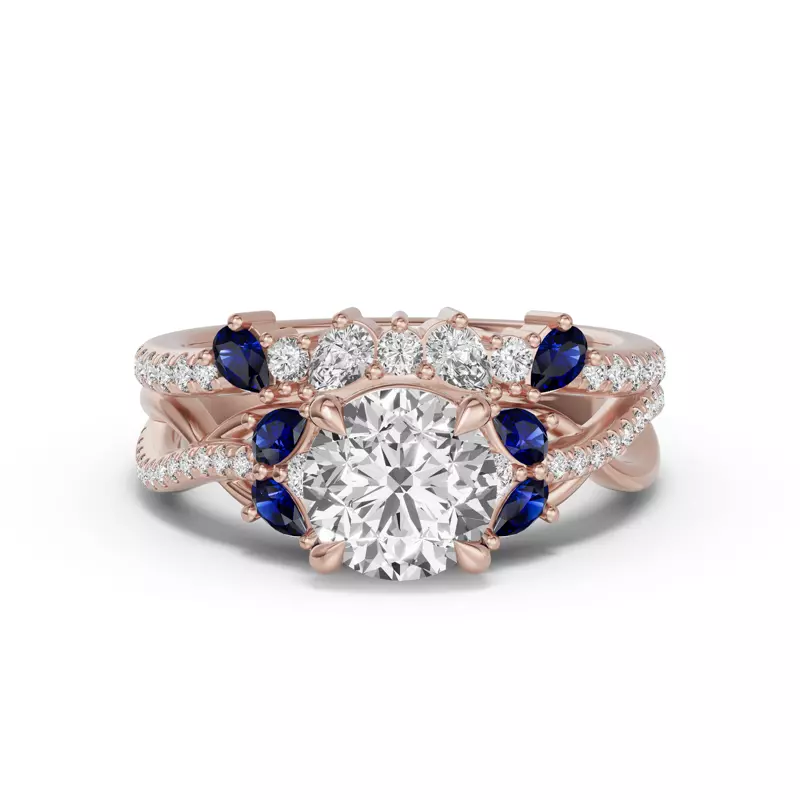 14K Rose Gold Papillon Pavé Sapphire Band