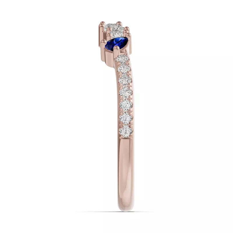 14K Rose Gold Papillon Pavé Sapphire Band