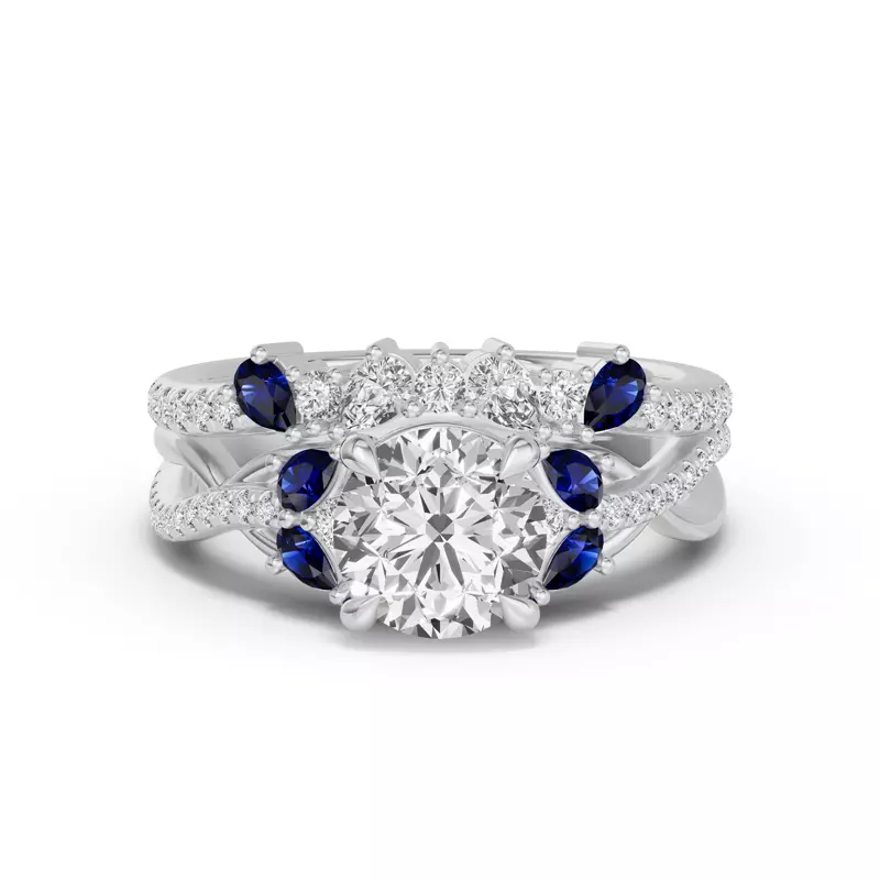14K White Gold Papillon Pavé Sapphire Band