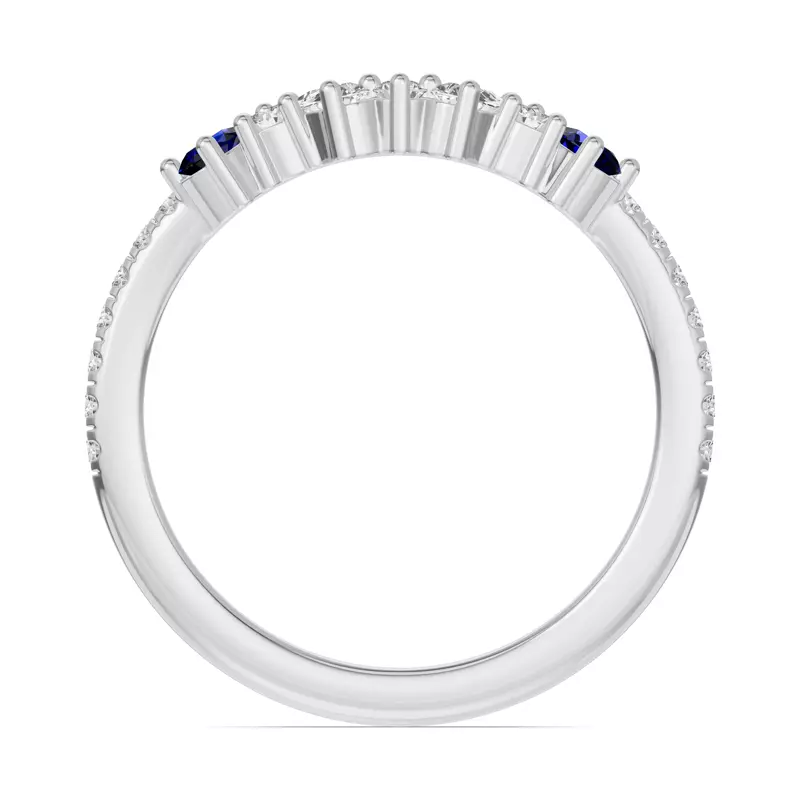 14K White Gold Papillon Pavé Sapphire Band
