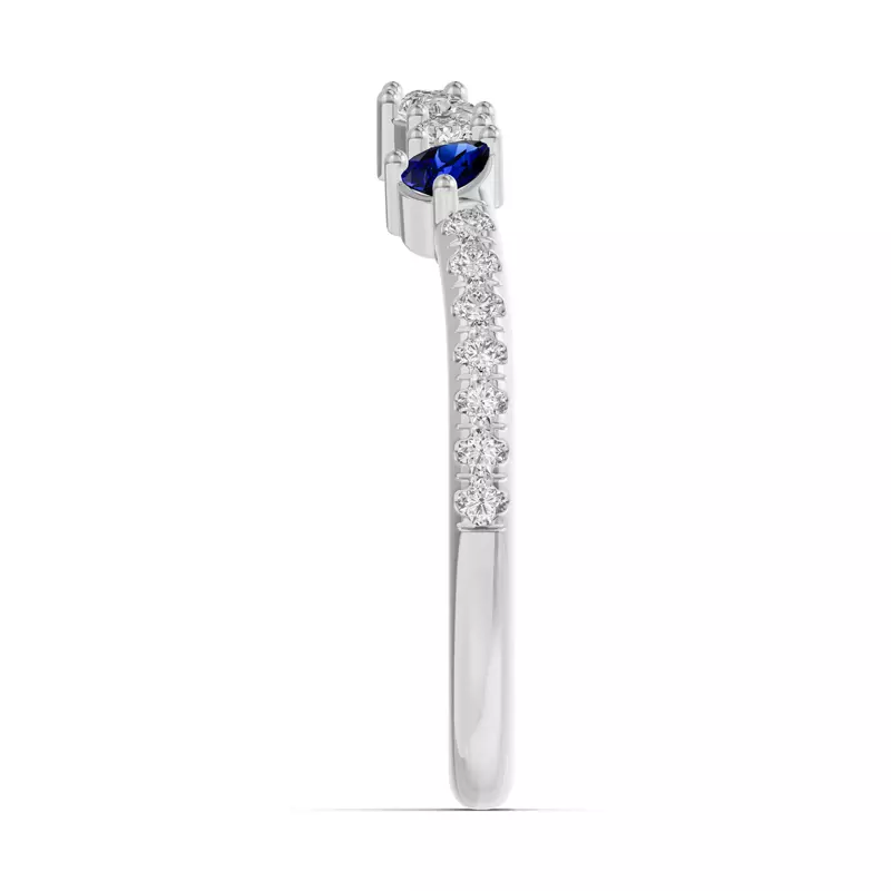 14K White Gold Papillon Pavé Sapphire Band