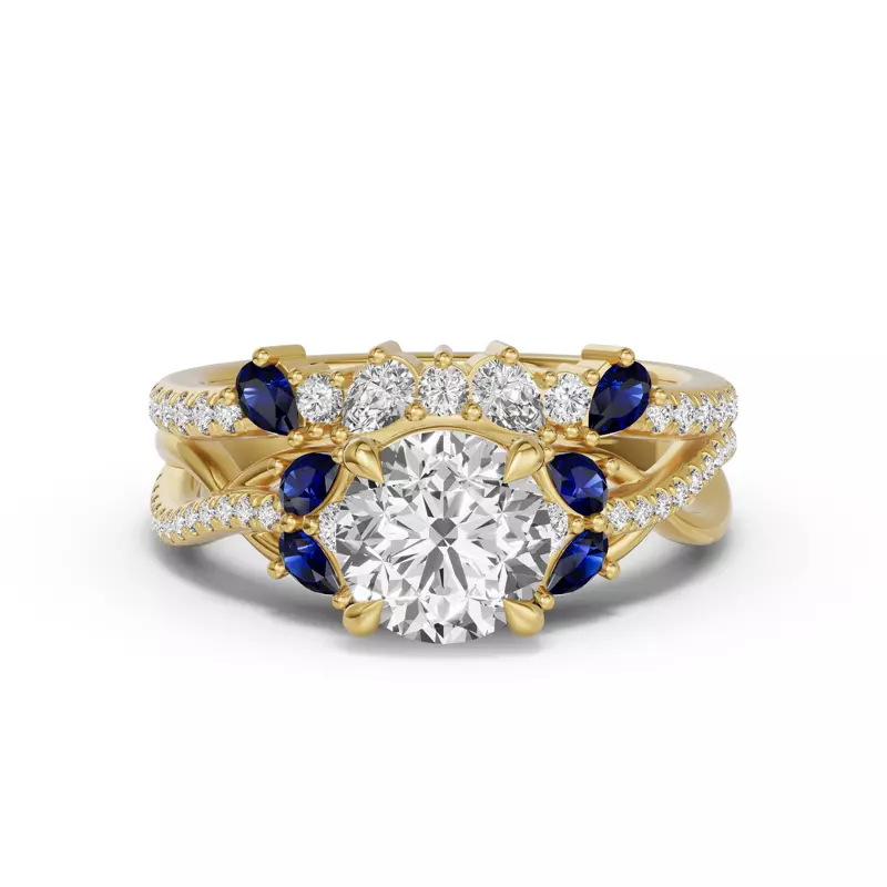 14K Yellow Gold Papillon Pavé Sapphire Band