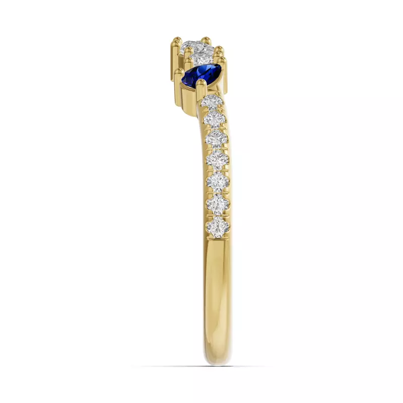 14K Yellow Gold Papillon Pavé Sapphire Band