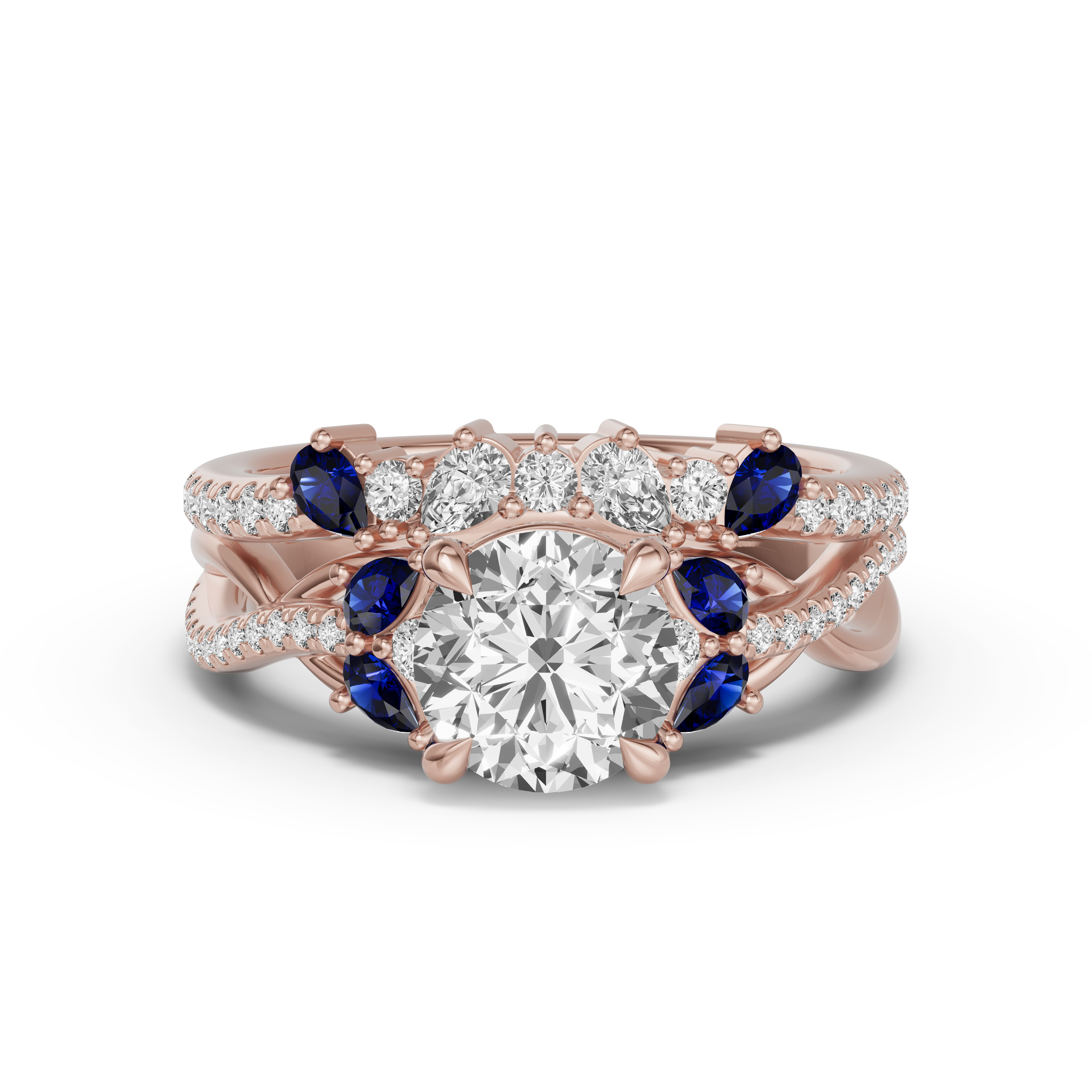 18K Rose Gold Papillon Pavé Sapphire Band