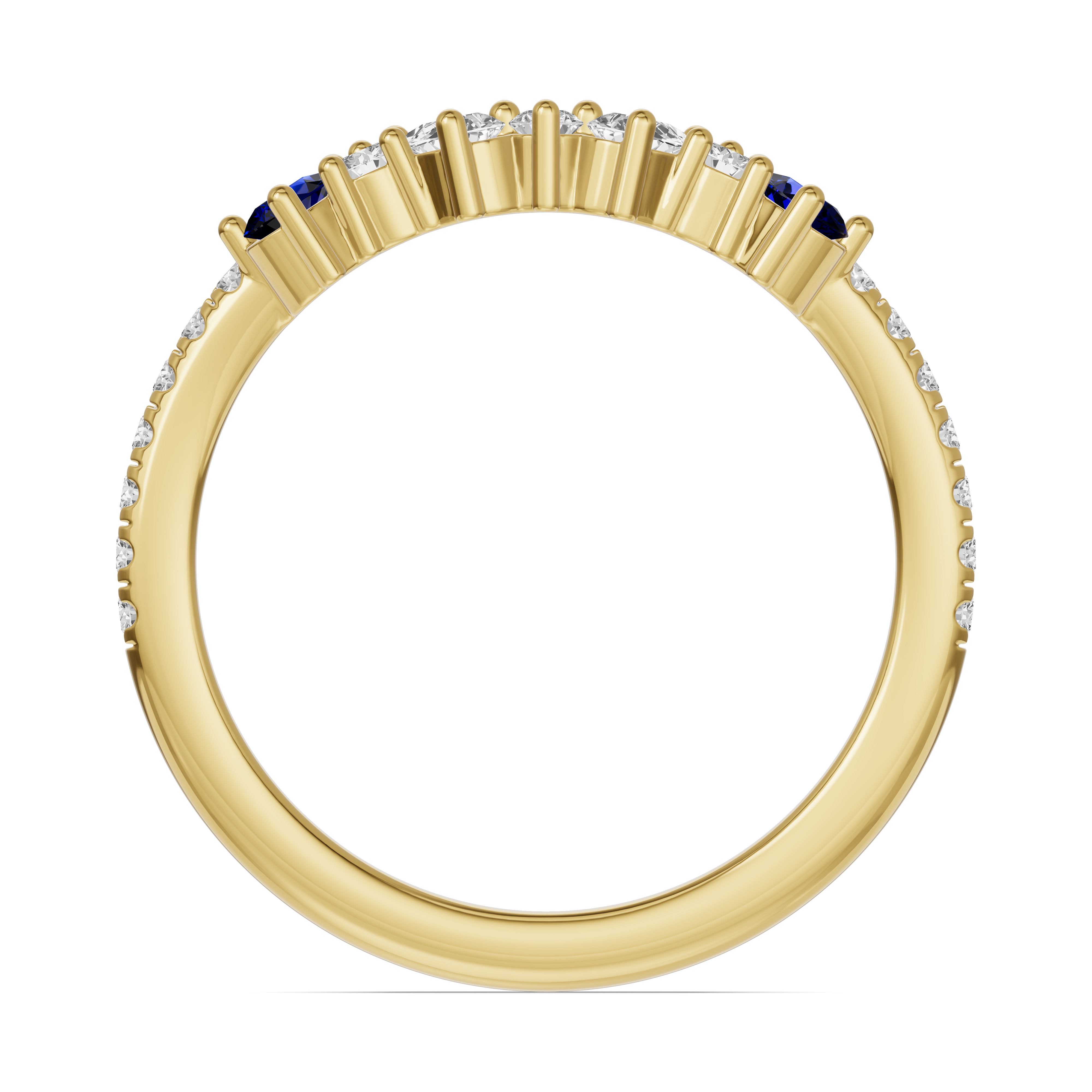 18K Yellow Gold Papillon Pavé Sapphire Band