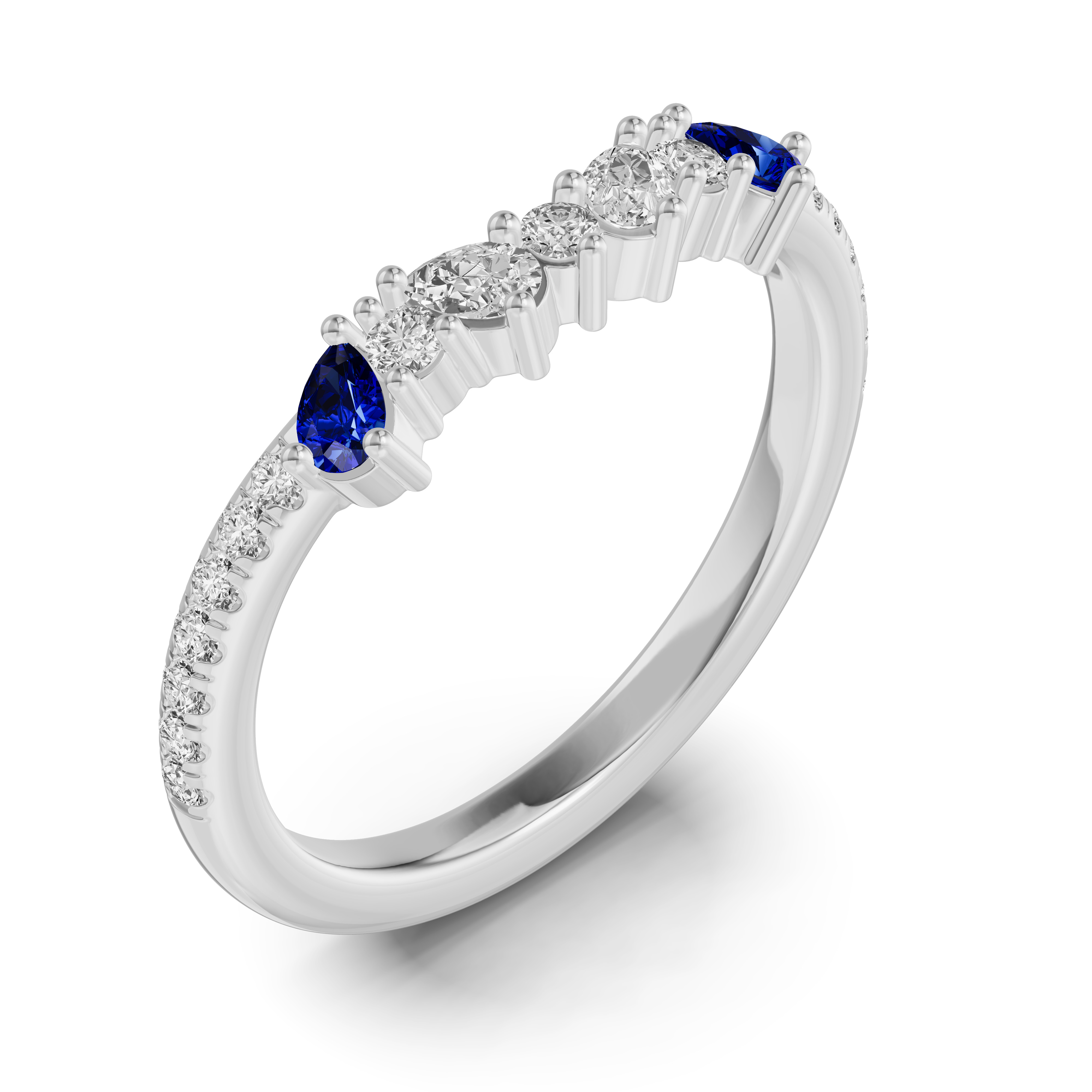 Platinum Papillon Pavé Sapphire Band