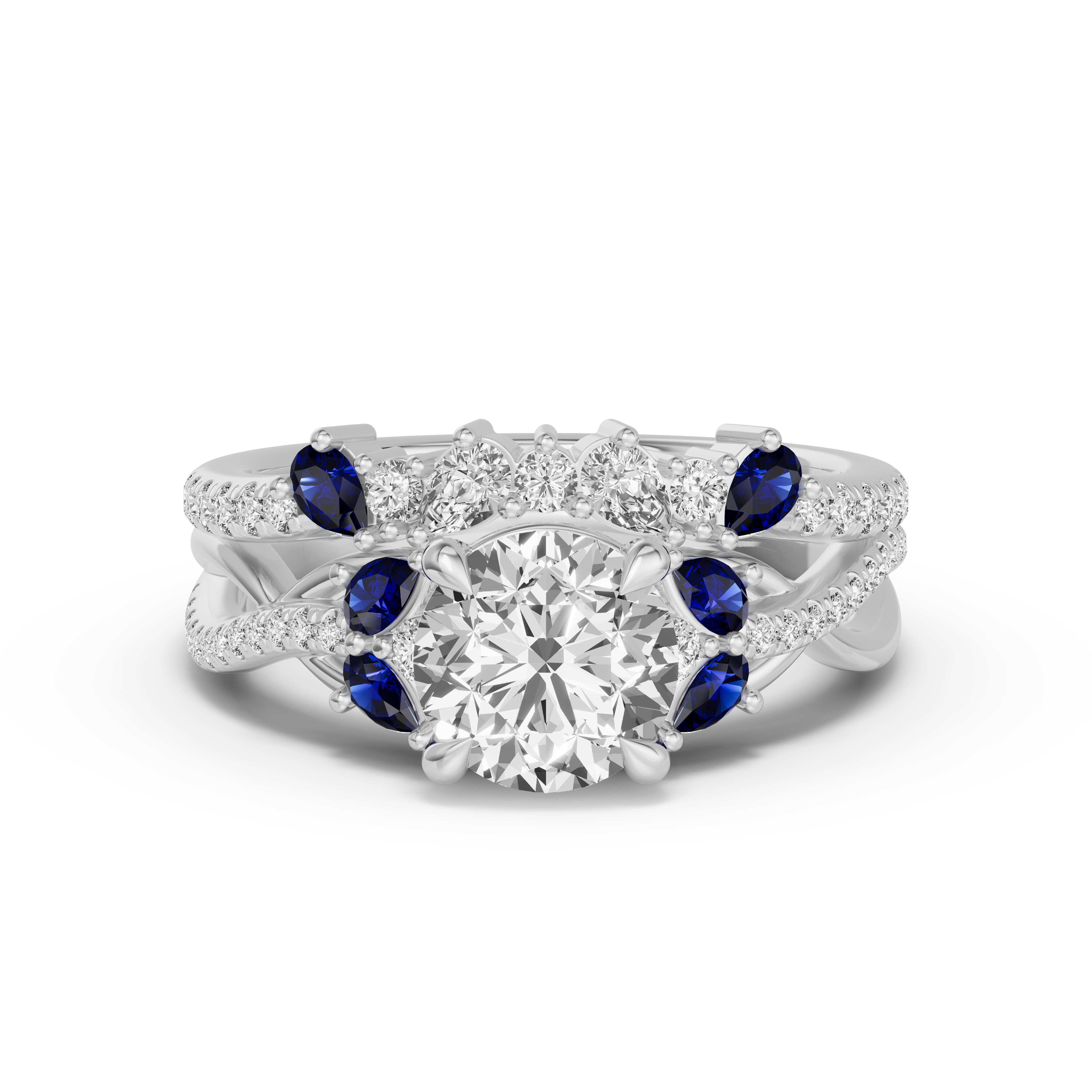 Platinum Papillon Pavé Sapphire Band