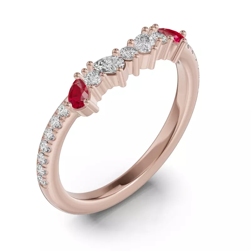 14K Rose Gold Papillon Pavé Ruby Band