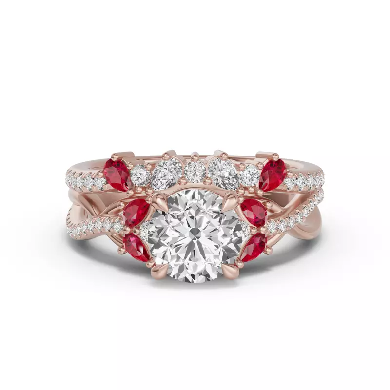 14K Rose Gold Papillon Pavé Ruby Band