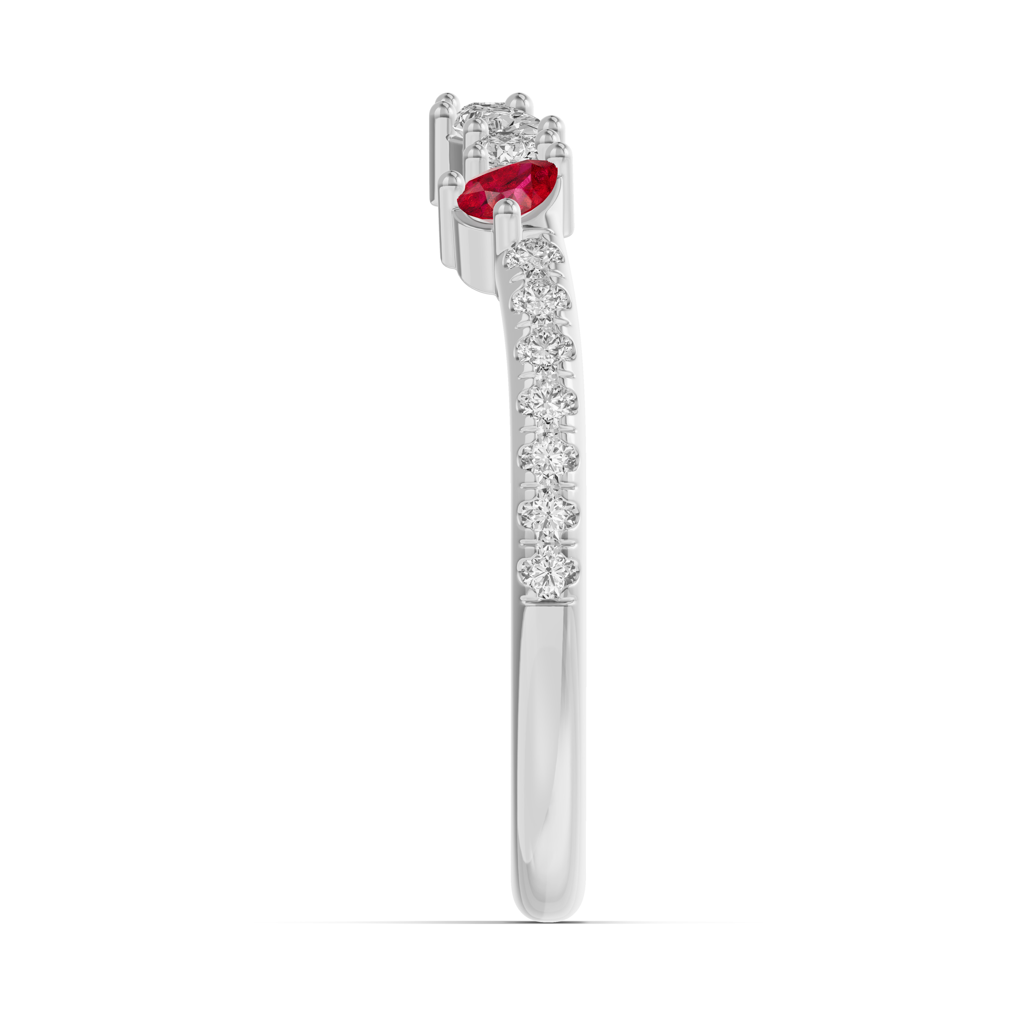 14K White Gold Papillon Pavé Ruby Band