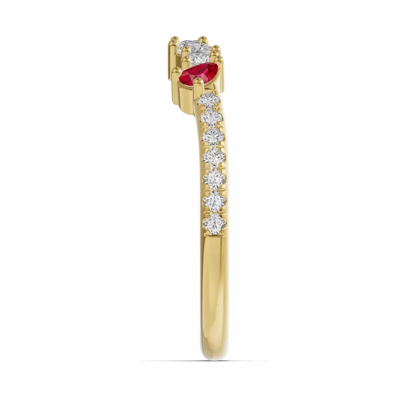14K Yellow Gold Papillon Pavé Ruby Band