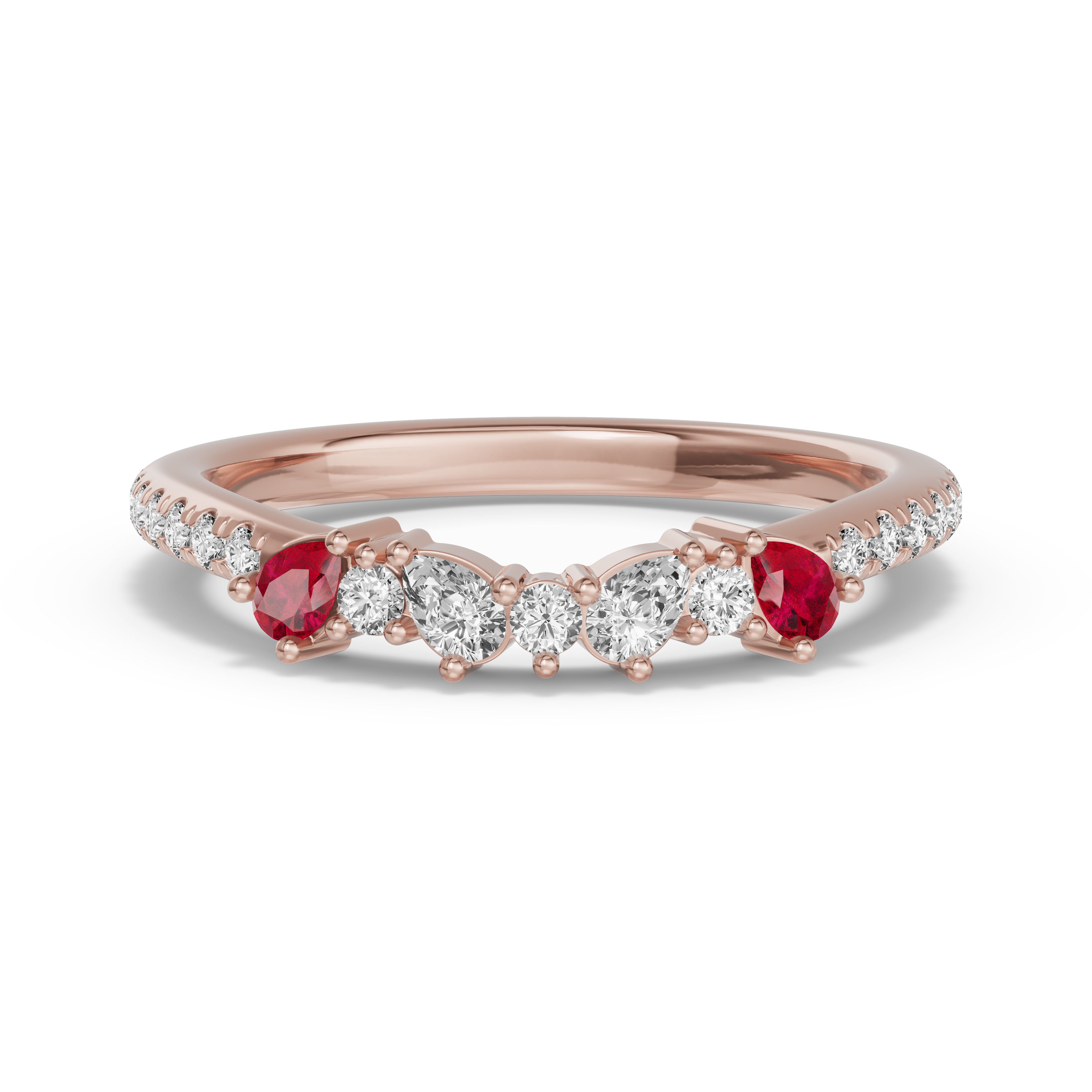18K Rose Gold Papillon Pavé Ruby Band