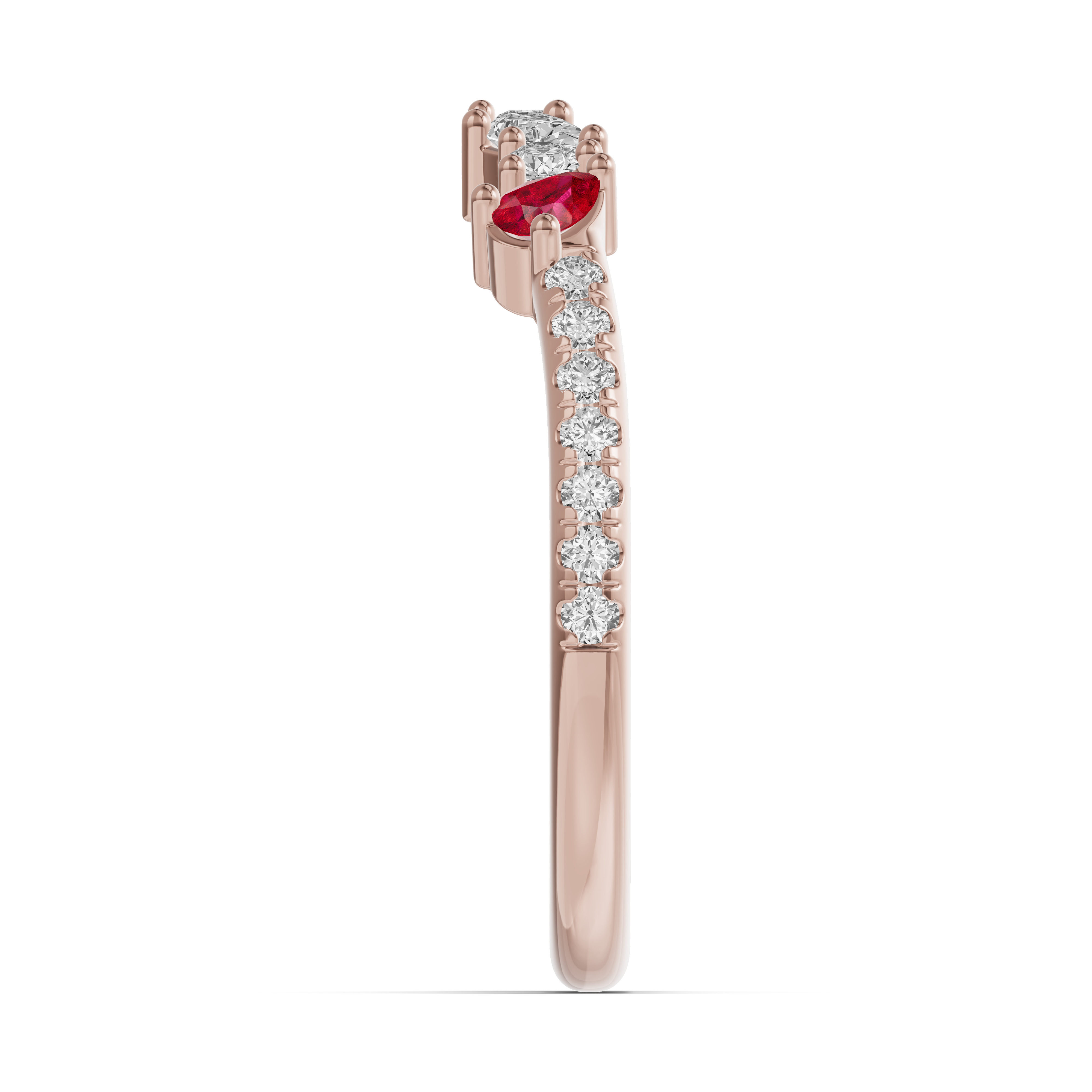 18K Rose Gold Papillon Pavé Ruby Band