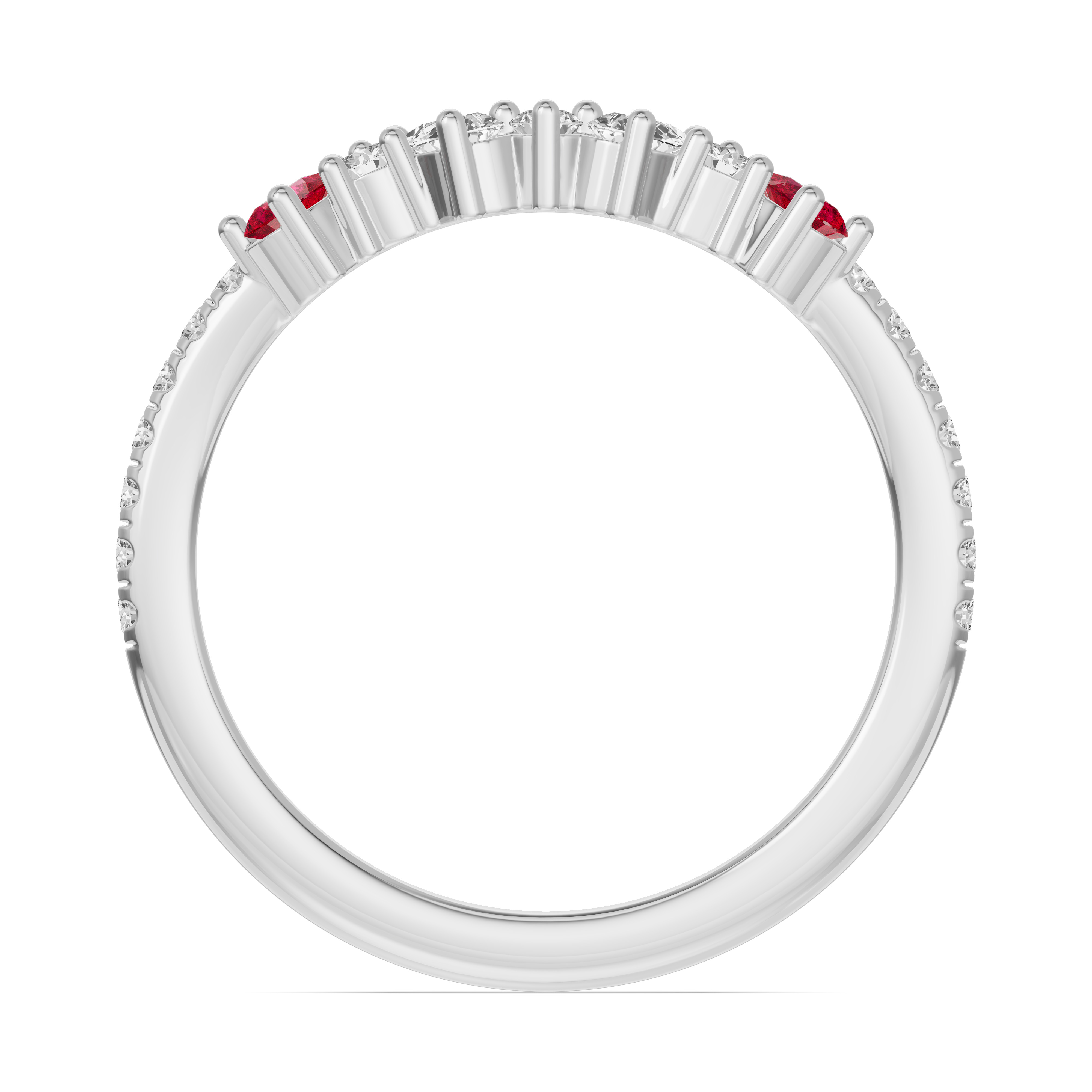 18K White Gold Papillon Pavé Ruby Band