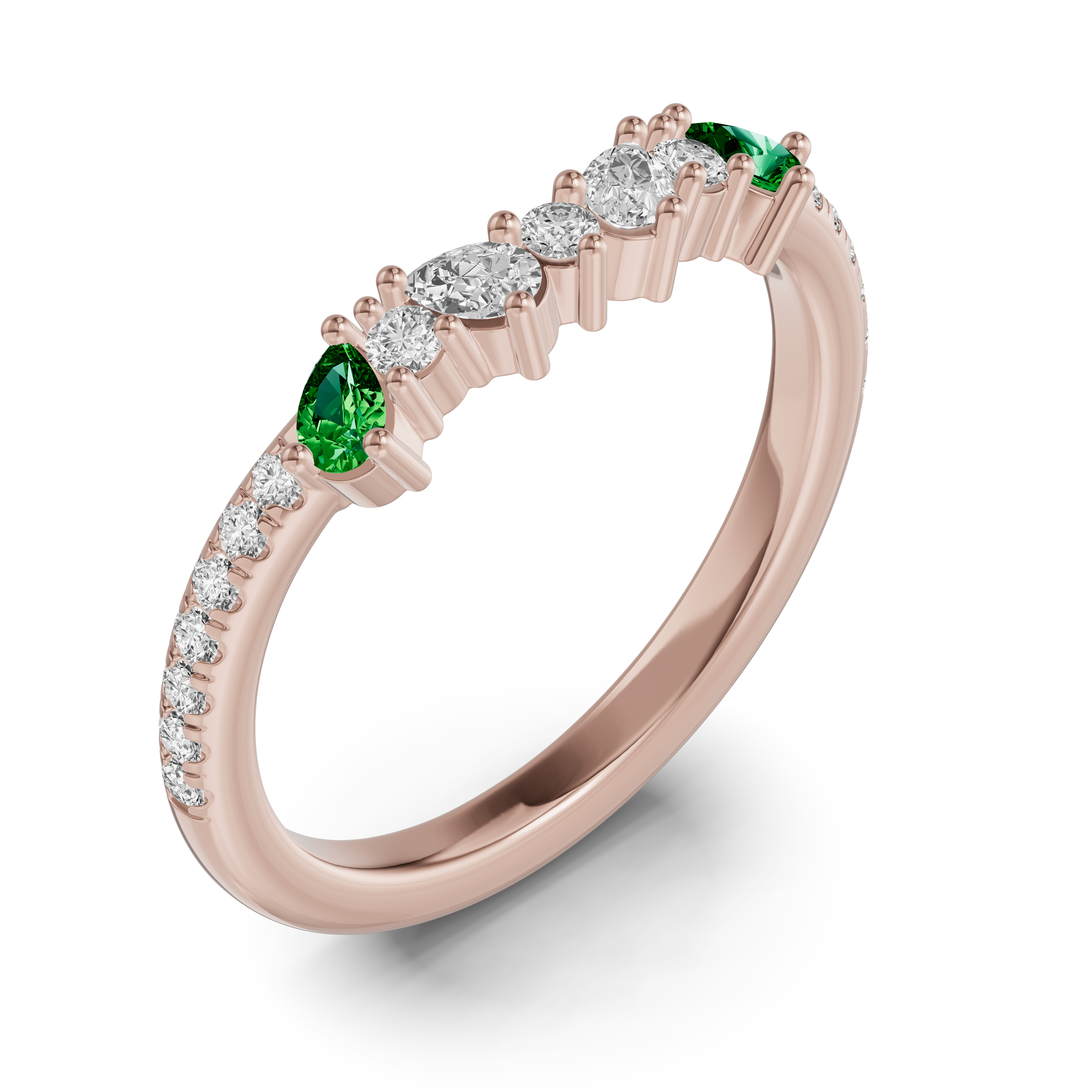 14K Rose Gold Papillon Pavé Tsavorite Band