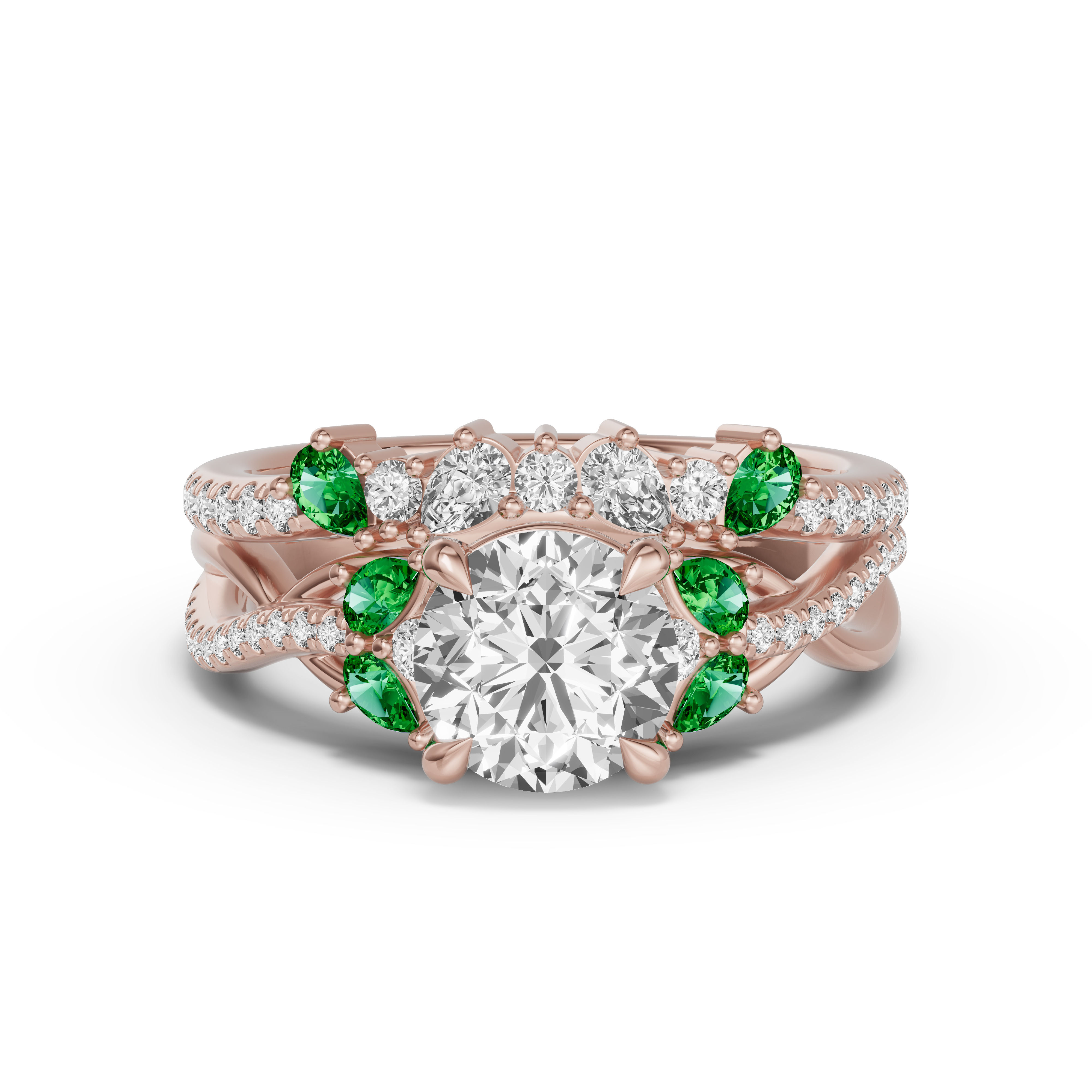 14K Rose Gold Papillon Pavé Tsavorite Band