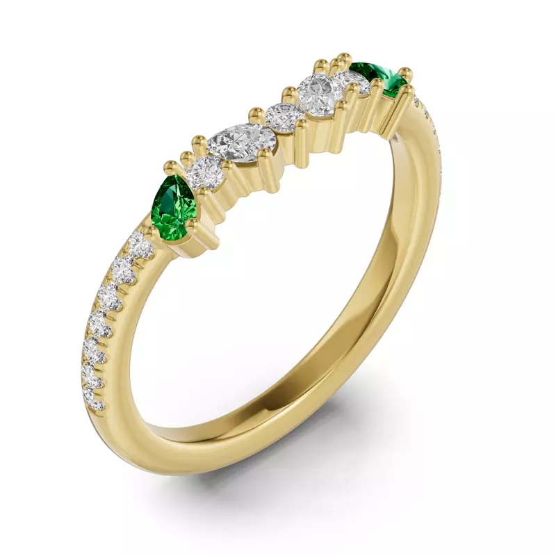 14K Yellow Gold Papillon Pavé Tsavorite Band