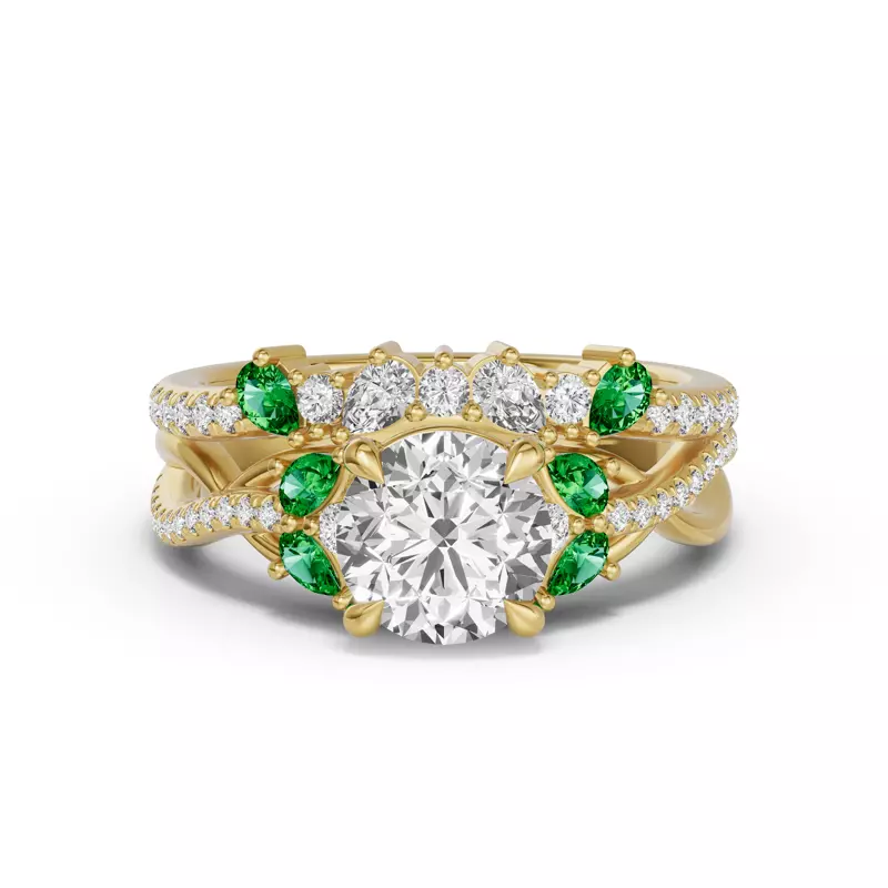 14K Yellow Gold Papillon Pavé Tsavorite Band