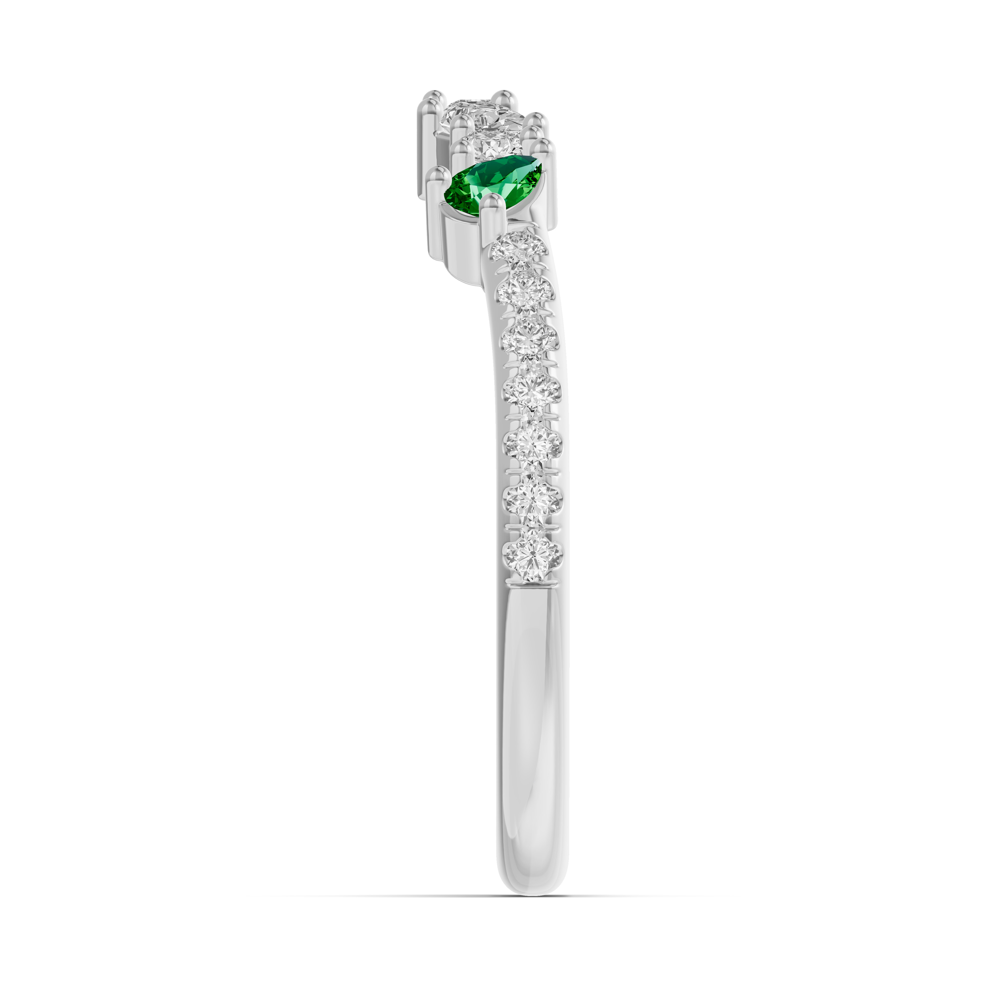 18K White Gold Papillon Pavé Tsavorite Band