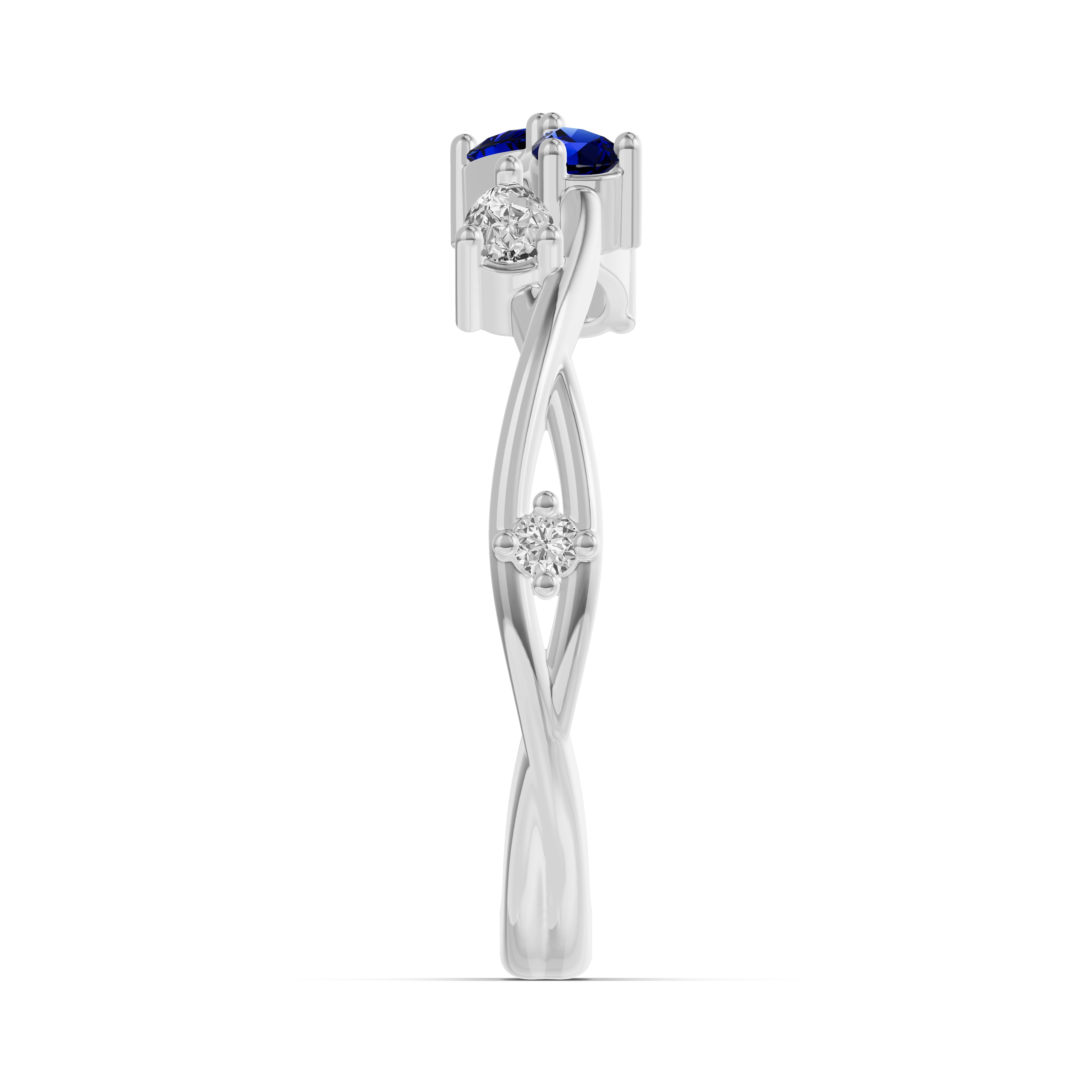 18K White Gold Botanical Twist Sapphire Band