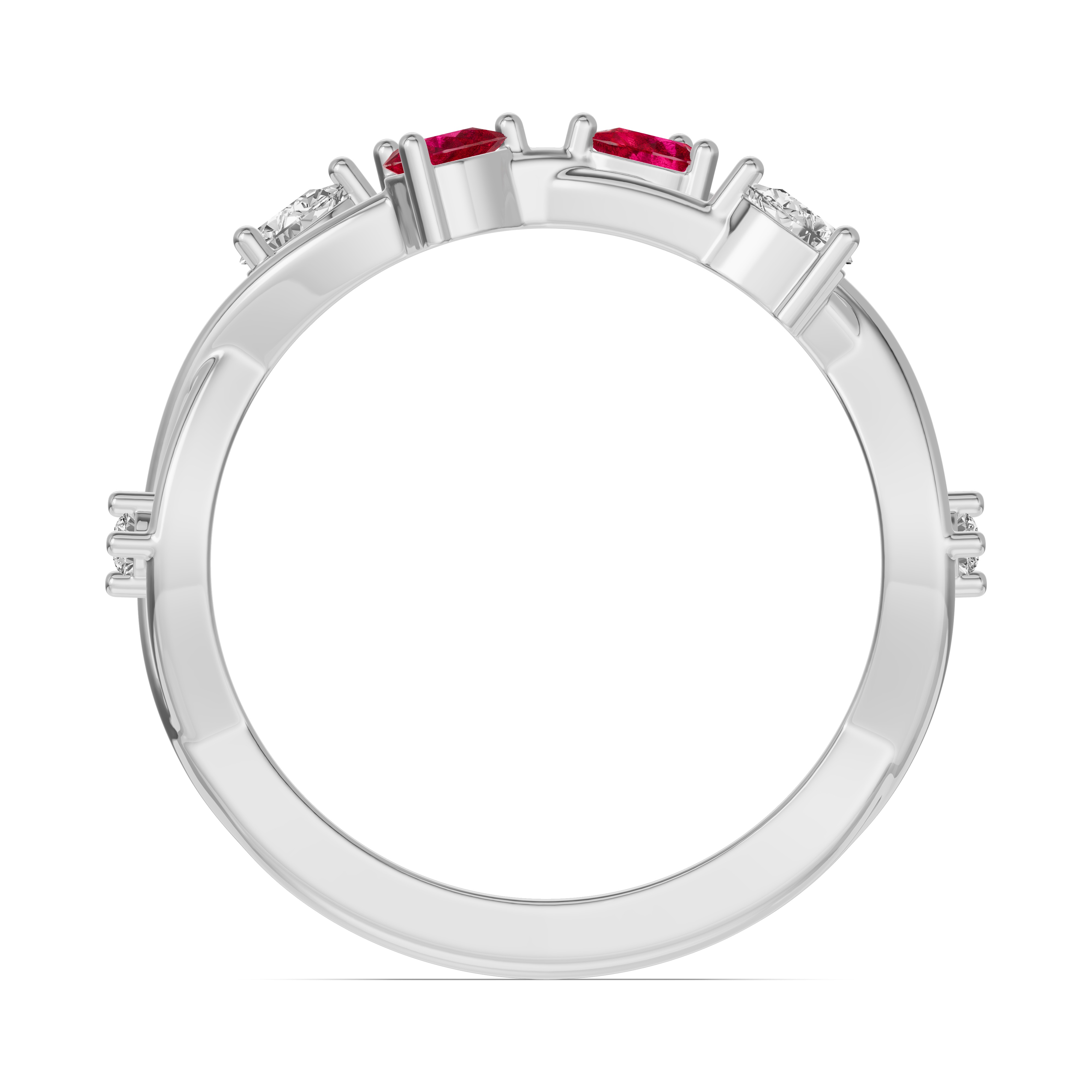 18K White Gold Botanical Twist Ruby Band