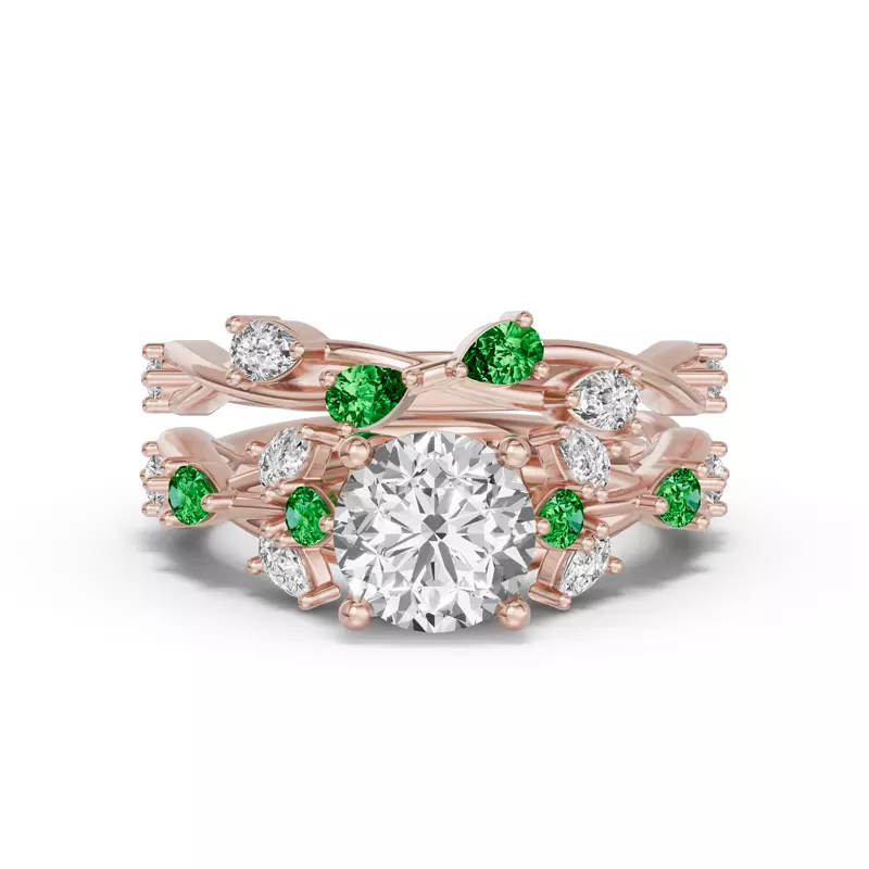 14K Rose Gold Botanical Twist Tsavorite Band
