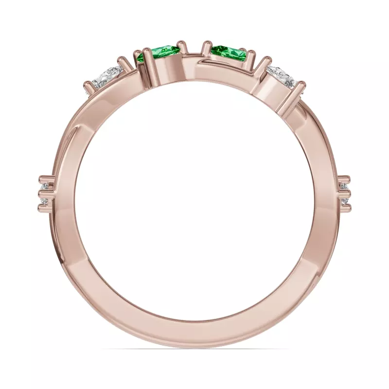 14K Rose Gold Botanical Twist Tsavorite Band