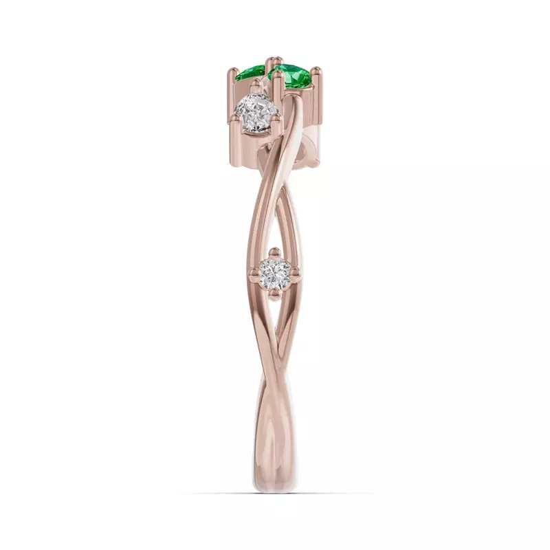 14K Rose Gold Botanical Twist Tsavorite Band