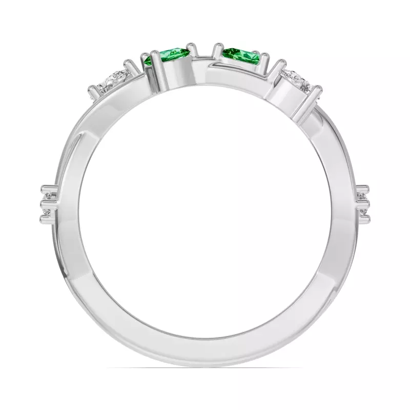 14K White Gold Botanical Twist Tsavorite Band