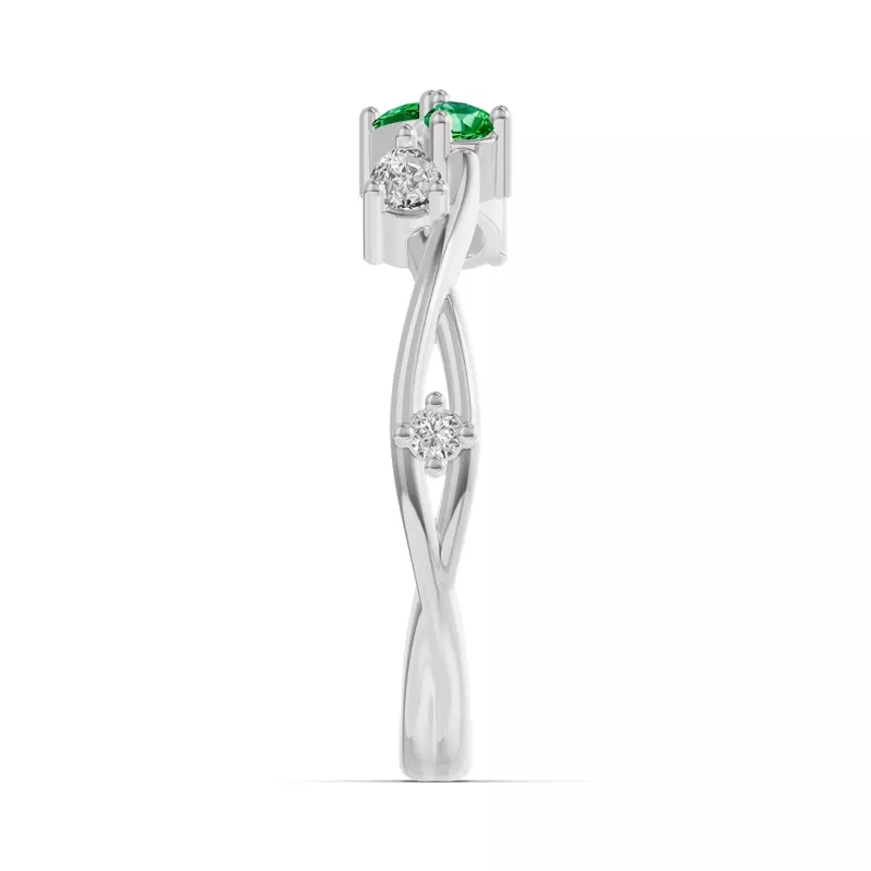 14K White Gold Botanical Twist Tsavorite Band