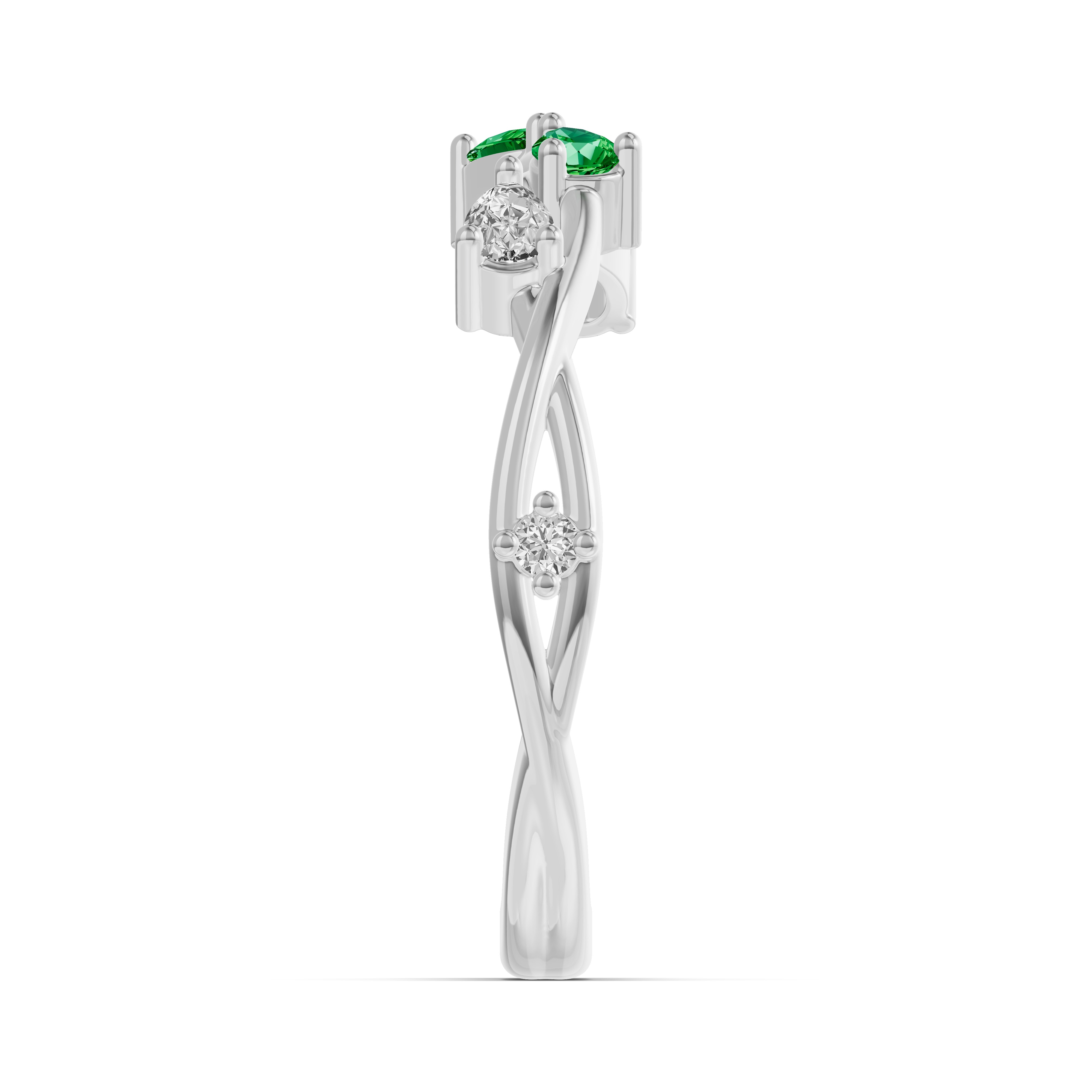 18K White Gold Botanical Twist Tsavorite Band