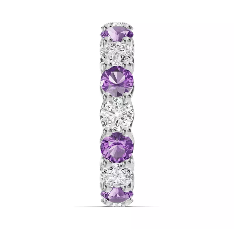 18K White Gold Unity Prong Amethyst & Lab Diamond Eternity Band (4.80 ct. tw.)