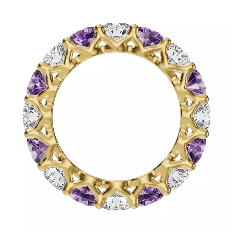 18K Yellow Gold Unity Prong Amethyst & Lab Diamond Eternity Band (4.80 ct. tw.)