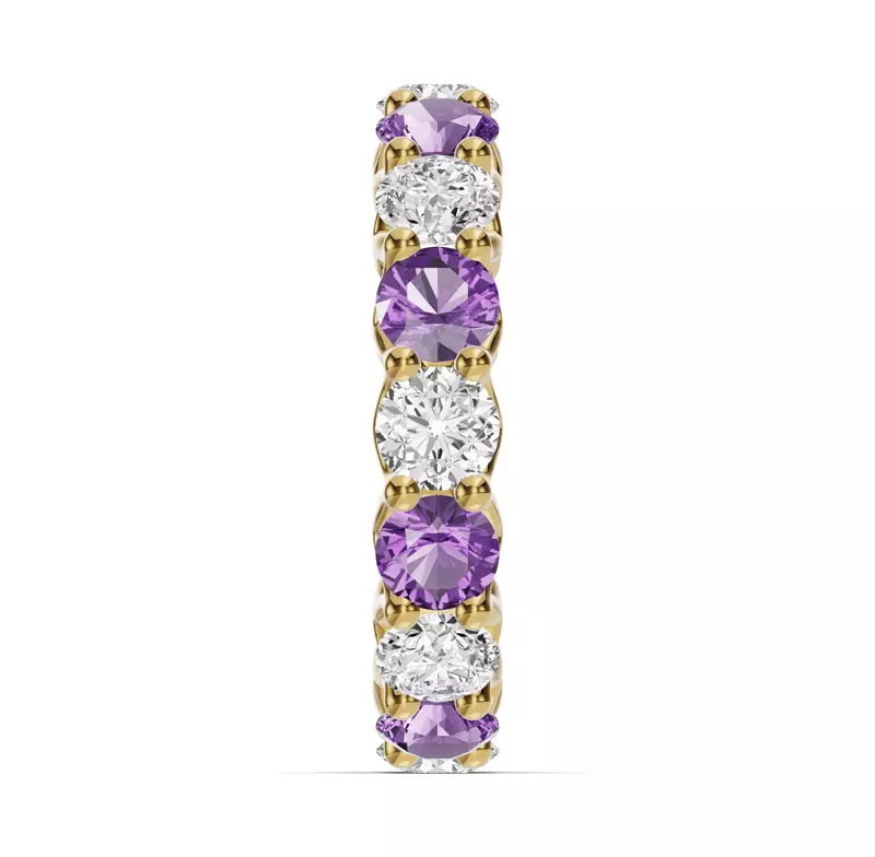 18K Yellow Gold Unity Prong Amethyst & Lab Diamond Eternity Band (4.80 ct. tw.)
