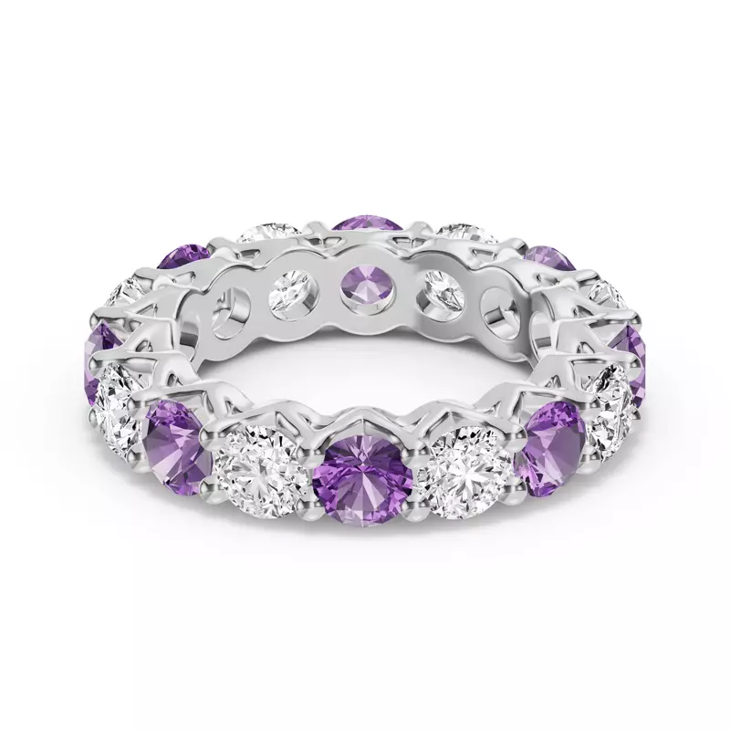 Unity Prong Amethyst & Lab Diamond Eternity Band (4.80 ct. tw.)