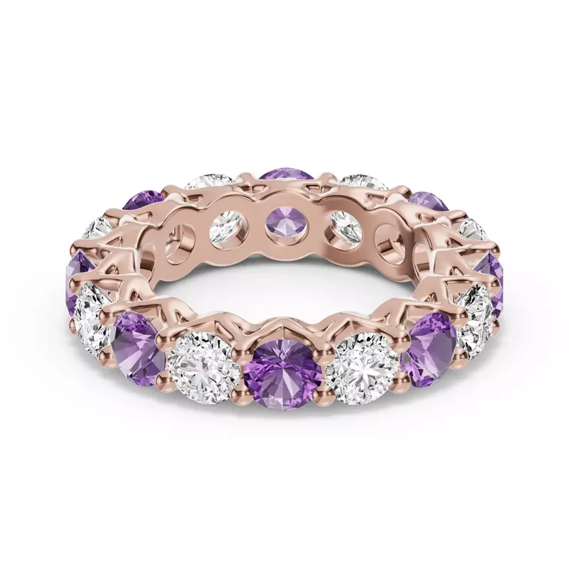 Unity Prong Amethyst & Diamond Eternity Band (4.80 ct. tw.)