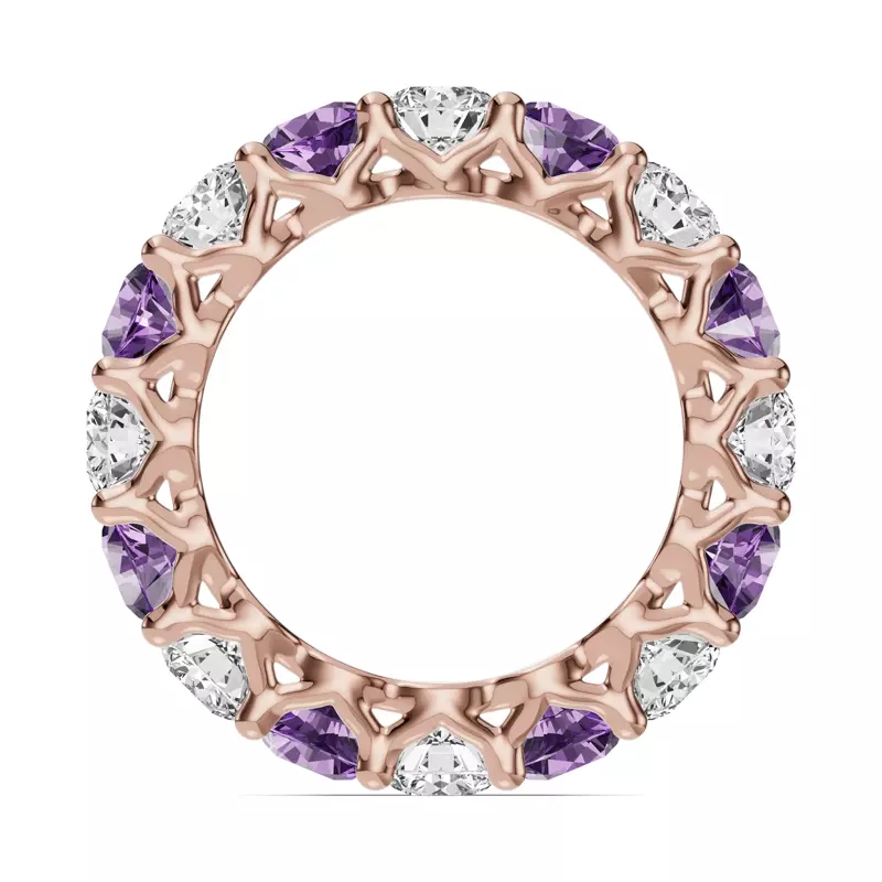 14K Rose Gold Unity Prong Amethyst & Diamond Eternity Band (4.80 ct. tw.)