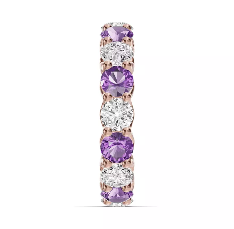 14K Rose Gold Unity Prong Amethyst & Diamond Eternity Band (4.80 ct. tw.)