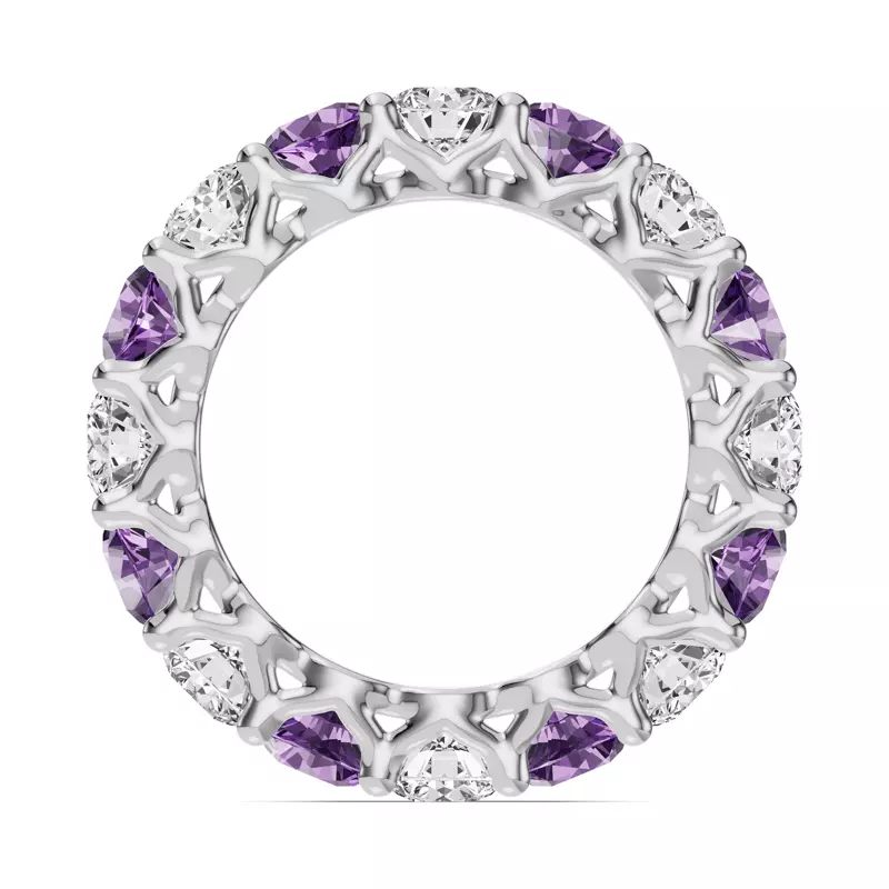 18K White Gold Unity Prong Amethyst & Diamond Eternity Band (4.80 ct. tw.)