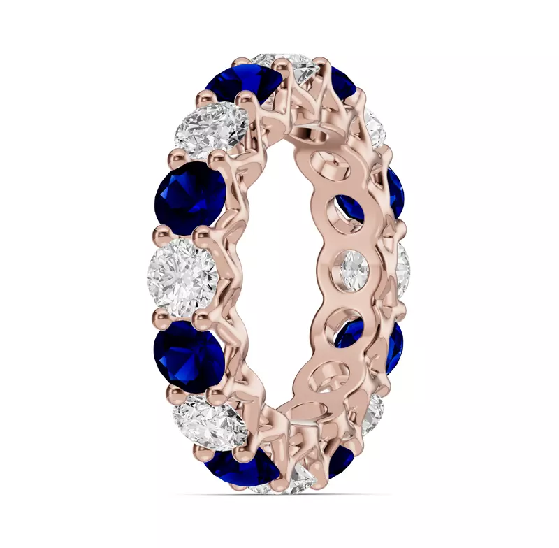14K Rose Gold Unity Prong Sapphire & Lab Diamond Eternity Band (4.80 ct. tw.)