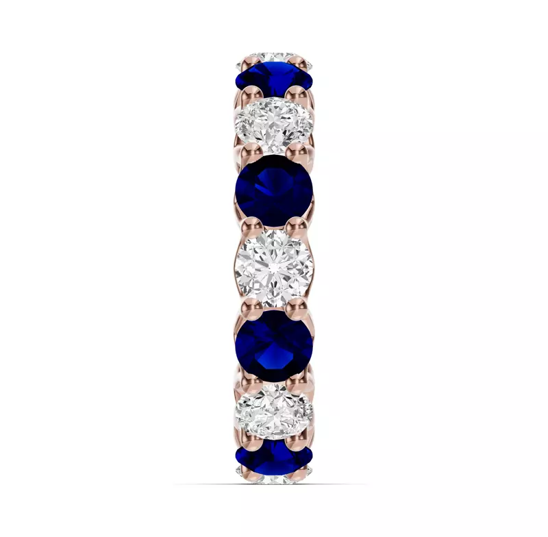 14K Rose Gold Unity Prong Sapphire & Lab Diamond Eternity Band (4.80 ct. tw.)