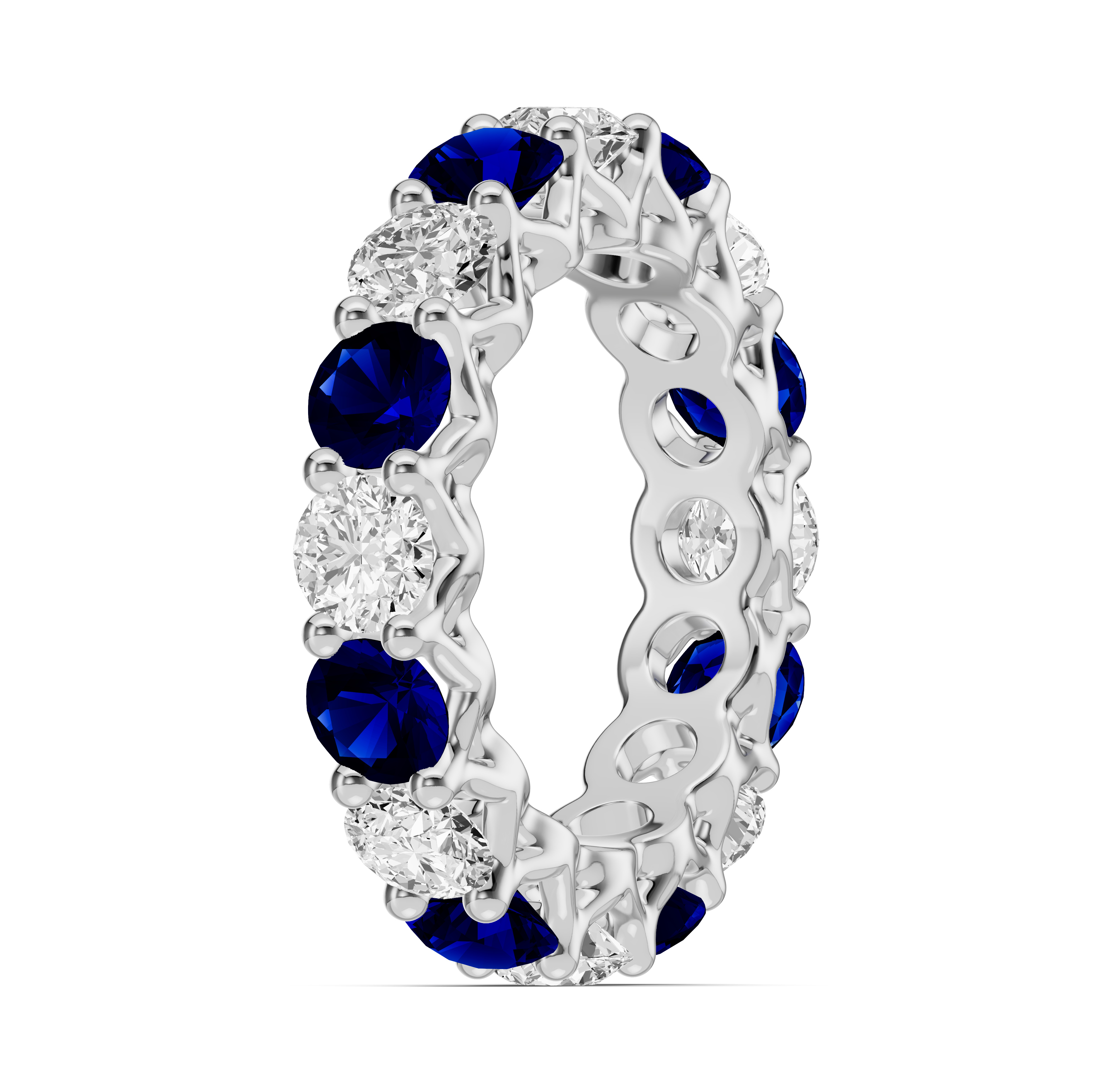 18K White Gold Unity Prong Sapphire & Lab Diamond Eternity Band (4.80 ct. tw.)