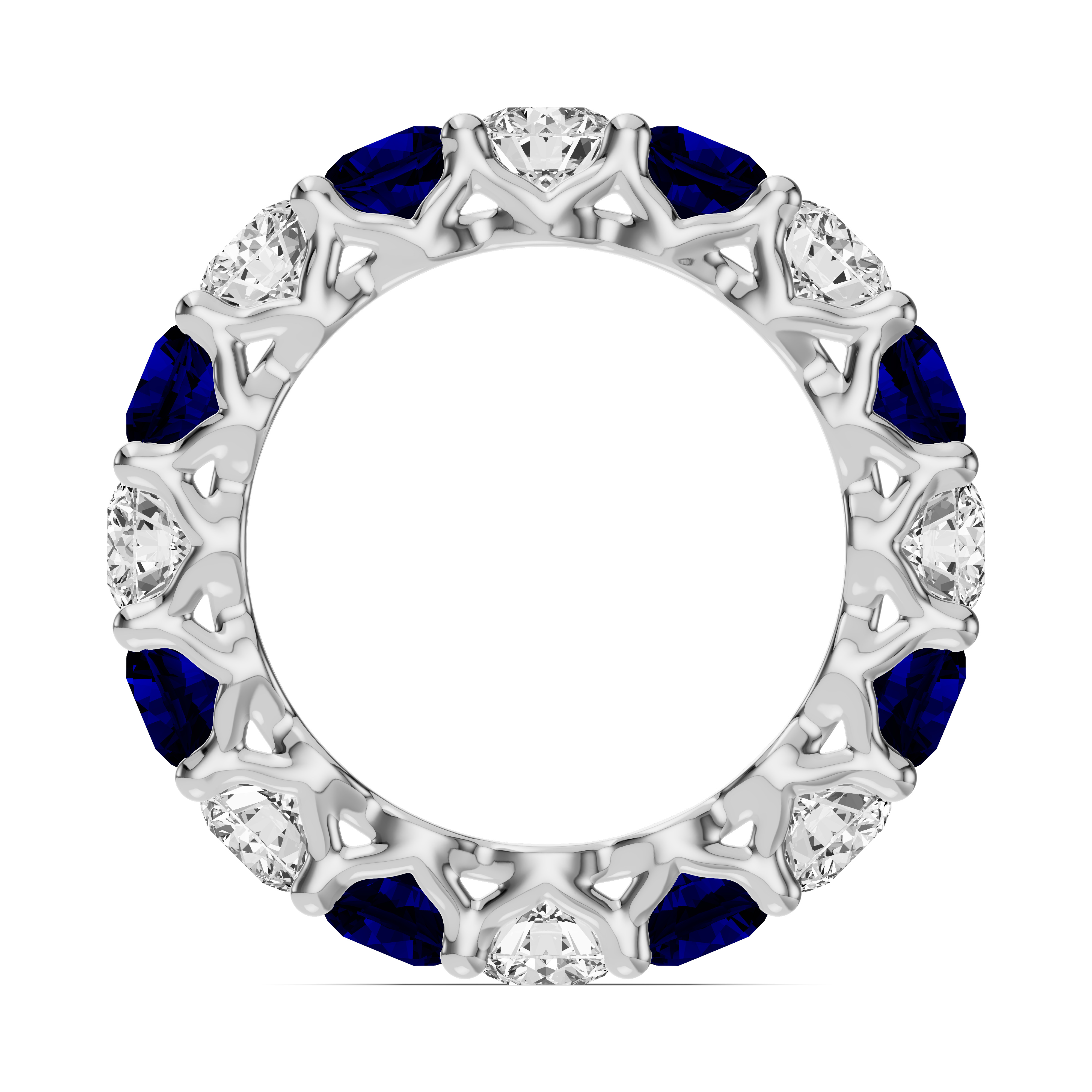 18K White Gold Unity Prong Sapphire & Lab Diamond Eternity Band (4.80 ct. tw.)