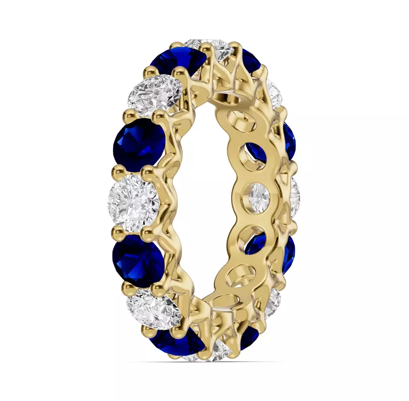 18K Yellow Gold Unity Prong Sapphire & Lab Diamond Eternity Band (4.80 ct. tw.)