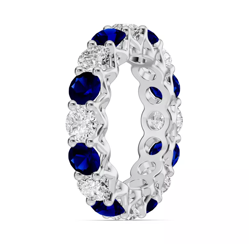 18K White Gold Unity Prong Sapphire & Diamond Eternity Band (4.80 ct. tw.)